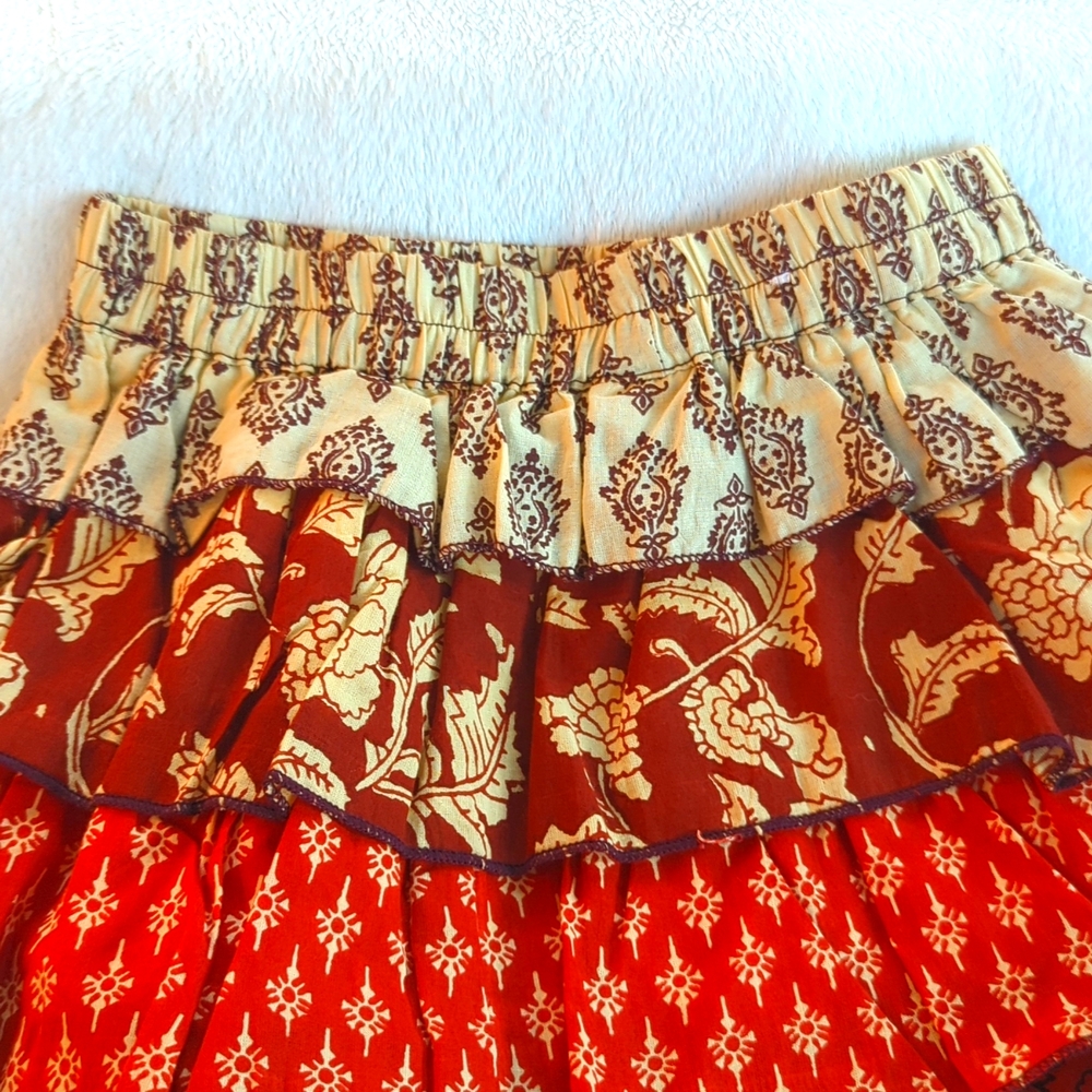 PINK & BLUE ETHNIC | Toddler Girl's Tiered Ruffle Indian Skirt - Set of 2 - Picture 7 of 16